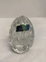 Violetta Hand Cut 24% Lead Crystal Egg Shaped Paperweight Poland 3 1/4"