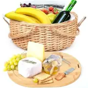 Wicker Picnic Basket Set with Charcuterie Boards for 2 - Unique Gifts Ideas