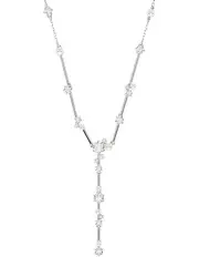 [Swarovski] Crystal Pearl Round Cuts Rhodium Plated Constella Y Necklace in White