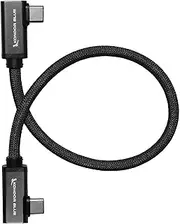 [KONDOR BLUE] Dual Right Angle 12" USB-C Braided Cable for 8K Data and Power Delivery | 20 Gb/s Transfer Speed, USB PD 100W Charging, & Thunderbolt 3 Compatible | Black