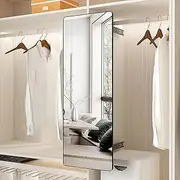 Hideaway Closet Mirror - Retractable Full Length Mirror, 35" x 16" Wall Mounted, Suitable for Bedroom, Locker Room, Cloakroom