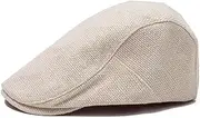 [Generic] Mens Linen Beret Flat Cap Adjustable Newsboy Cap Ivy Duckbill Hat