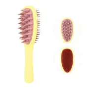 Long Handle Hair Silicone Scalp Massage Brush, 2 in 1 Double Sided Hair Comb Shampoo Brush, Multicolor, Yellow