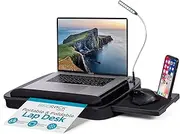 Sofia + Sam Multi Tasking Memory Foam Lap Desk with USB Light (Black Top) | Supports Laptops Up To 15 Inches