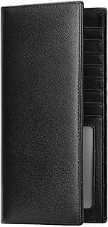 [FALAN MULE] Wallet for Men Genuine Leather RFID Blocking Slim Wallet with Long Bifold Credit Card Holder for Men with Gift Box, Black, Minimalist