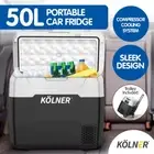 Kolner 50L Mini Portable Fridge Freezer Cooler 12/24/240V Camping Trolley Black