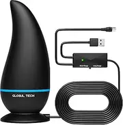 GLOBAL TECH Indoor TV Aerial with Amplifier Signal Booster - High Gain Freeview TV Aerial for 4K 1080P HDTV & VHF UHF DAB Radio - 18ft Long Cable