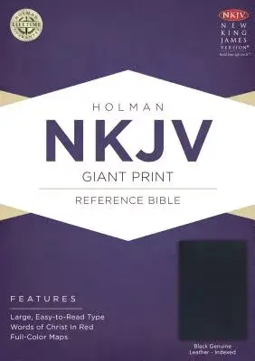 Holy Bible: New King James Version, Giant Print, Reference Bible, Black Genuine Leather