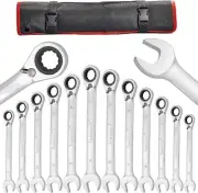 Towallmark 12 Pcs Wrench Set 8-19mm Two-Way Ratchet, Mirror Polished Cr-V