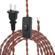 6Ft Twisted Cloth Covered Lamp Cord with Switch Button and Molded Plug,18-Gauge
