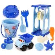 11pcs Kids Sand Toy Beach Play Set with Water Wheel and Bucket Beach Tool Kits