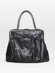 Black Python Top Handle Bag