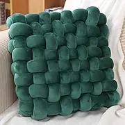 Knot Throw Pillow Home Decoration Cushion, Home Office Sofa Room Decor Yard for Boys Girls, Multicolor Selection Square Decorative Plush Cushion (L-15, Dark Green)