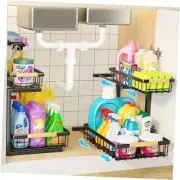 Under Sink Organizer and Storage, 2-Tier Pull Out Cabinet 2 Pack 2-Tier