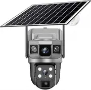 2 Pack 12MP Dual Lens Solar IP Camera Three Screen WiFi 6K Security Outdoor Webcam PIR Night Vision Waterproof Home Surveillance(1 Pack Camera ONLY)