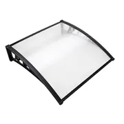 Instahut Window Door Awning 1-6M Transparent /Brown Hollow Sheet Plastic Frame