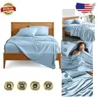 4-Piece Light Blue Full XL Luxury Sheet Set - Soft Microfiber With Deep Pockets