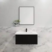 600-1500*450*400mm Vienna Matt Black MR Melamined Board Panel With PVC Coating Fluted Wall Hung Vanity