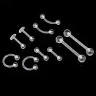 10Pcs/Set Transparent Acrylic Barbell EyebrowBelly TongueRing Piercing Jewel _pw