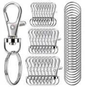 50 Pcs Swivel Snap Hooks with 50 Pcs Key Rings for Keychain Clip Lanyard Crafts