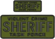 VC Sheriff TF embroidery patches 4x10 and 2x5 hook On Back Black On Od Gren