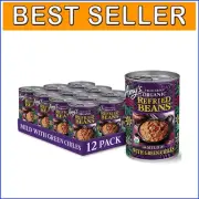 Organic Refried Beans with Green Chiles - Vegan & Gluten-Free, 12 Pack 15.4 Oz