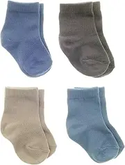 [Ziggle] Baby Gift Box Set of 4 Pairs of Soft Comfy Stay Up Cotton Rich Socks in Blue and Grey (0-6)(