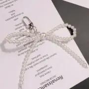 Sweet Bowknot Pearl Charm Pendant Phone Straps Keychain Strap Bag Decoration CR