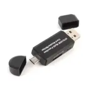 USB Type-A Micro USB 2-in-1 Memory Card Reader OTG Adapter High Speed SD TF R...