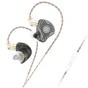 KZ EDS Wired Earphones In-Ear Dual Magnetic Dynamic Drivers HiFi In Ear with Mic for Musician Audiophile - Black