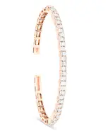 Suzanne Kalan 18K Rose Gold Diamond Princess Cut & Baguette Bangle Bracelet