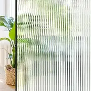 Windimiley Window Privacy Film 3D Reeded Glass Static Clings Fluted Frosted Decorative Window Stickers Winter Heat Control Sun Blocking Film Peel and Stick Adhesive Door Cover,17.5x78.7in,Transparent