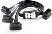 50cm 3 Way OBDii OBD2 Splitter Cable Ultra Low Profile 16 Pin OBD Male to Female Car Diagnostic Extension Cable with Individually Power Switch
