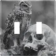 AIXIWAWA Switch Plate Owl Skull Print, 1 Pack Home Decor Wall Plates 3-gang with Screw Size 6.37x4.48x0.27 in