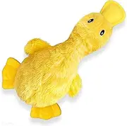 PeppyPawz No Stuffing Crinkle Soft Plush Calming Yellow Duck Dog Toy, Cute Squeaky Puppy Toy, Interactive Boredom Buster Comfort Toy for Small Medium and Senior Pets Enrichment, Durable Birthday Gift