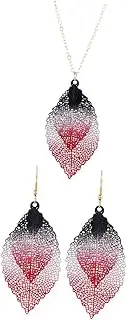 [VALICLUD] Leaf Necklace Pendant Necklace Earings for Women Chokers for Collarbone Necklace Charming Neck Bridal Earrings for Wedding Necklace for Stainless Steel