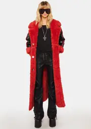 [AZALEA WANG] Lauder Red Shearling Coat
