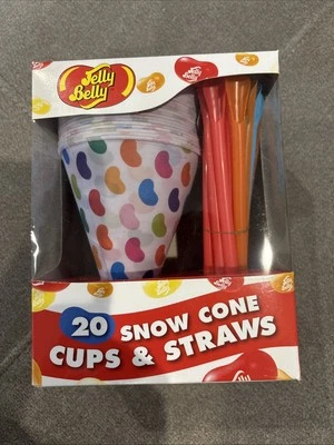 Jelly Belly 20 Disposable Snow Cone Cups And Straws