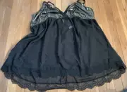 Plus Size 26/28 Cacique Lace Babydoll Chemise Lingerie Black Sexy Thong 3X Gown