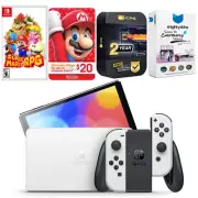 Nintendo Switch White OLED + Super Mario RPG Game + Nintendo $20 eShop Gift Card