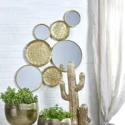 Home Decor Metal Iron Mirrored Wall Glam Style Contemporary Piece Wall Art Gold