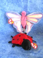 Beanie Babies Set of Two: Butterfly "Flitter" & Ladybug "Lucky" 1999/1995 w/Tags