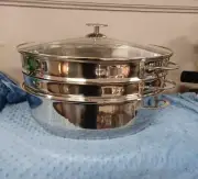 Crate & Barrel Stainless Steel Oval 3 in 1 Roaster