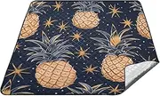 Dark Blue Sparkling Pineapple Waterproof Beach Essentials Large Camping Party Waterproof Blanket for Outdoorsy Women Picnic Items Manta de Picnic impermeable