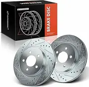 A-Premium 11.81 inch (300mm) Rear Drilled and Slotted Disc Brake Rotors Set Compatible with Select Ford Models - Mustang 2005-2014 2-PC Set