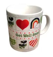 Vintage ~ Get Well Soon Mug Cup Patchwork Heart And Flowers Rainbows