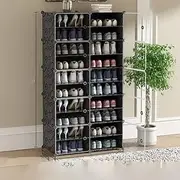 Portable Shoe Storage Plastic Cube Storage Tower Shelves for Storage Shoe Cabinet Shoe Rack (Black 2 Column 10 Row)
