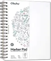 Ohuhu Marker Pads Art Sketchbook Bleedproof - 254mm×193mm Large Paper Size - 90LB/150GSM Smooth Drawing Papers - 60 Sheets/120 Pages, Spiral Bound Sketching Book for Alcohol Markers