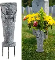 Cemetery Grave Vase with Ground Spikes, Angel Wings Vase for Fresh/Artificial