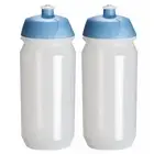 2x Tacx Shiva Cycling Water Bottles 500ml Clear Bidon with Aqua Blue Lid